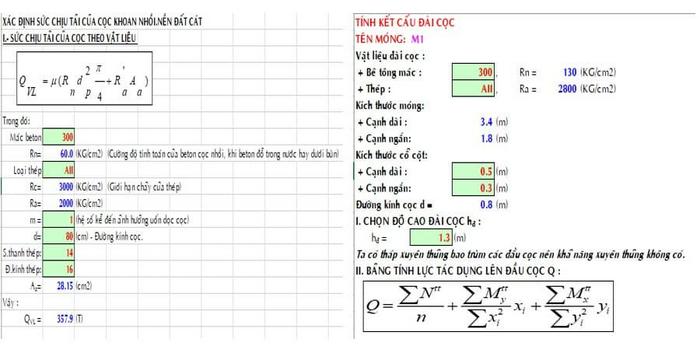 Bảng Excel tính toán móng cọc - ViecLamVui