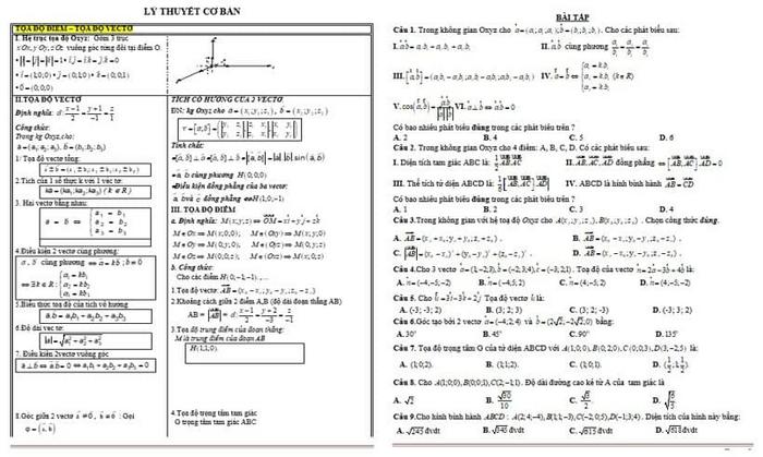 Tải mẫu trắc nghiệm oxyz file Word luyện thi THPT Quốc gia ✓ Trắc nghiệm oxyz file Word ôn tập lý thuyết cơ bản và tổng hợp, chọn lọc các mẫu bài tập trắc nghiệm hình học không gian hay theo từng chủ đề ✓ Dễ dàng download online miễn phí ✓ Ôn tập toán lớp 12 phần hình không gian hiệu quả