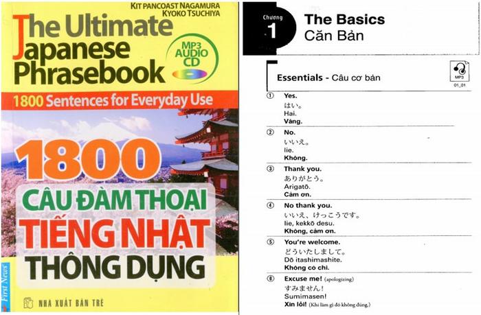 Tải 1800 câu đàm thoại tiếng Nhật thông dụng PDF kèm Audio ✓ Đầy đủ cấu trúc câu giao tiếp hàng ngày trong sinh hoạt đời sống của người Nhật các chủ đề tương tác xã hội, ăn uống, mua sắm, đi lại... ✓ Full Ebook 1800 câu đàm thoại tiếng Nhật thông dụng có file mp3 hỗ trợ luyện nghe và phát âm tiếng Nhật dễ dàng ✓ Download online hoàn toàn miễn phí