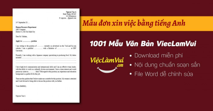 Mẫu đơn xin việc bằng tiếng Anh file Word - ViecLamVui