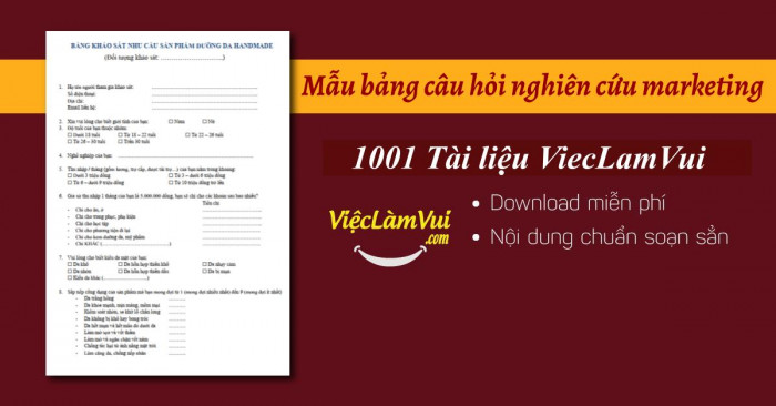Mẫu bảng câu hỏi nghiên cứu marketing DOC, PDF